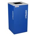 Ex-Cell Kaiser 24 gal Square Waste Receptacle, Silver, Blue RC-KDSQ-T RYX